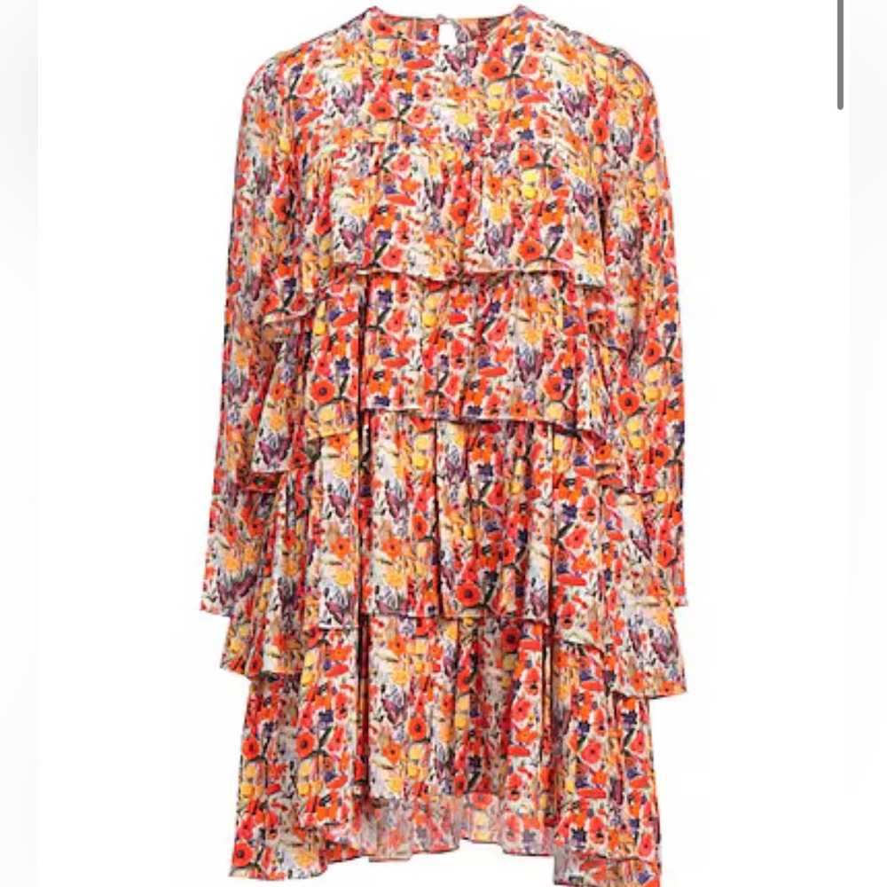 Muzungu Sisters $950 Silk Snail Butterfly Floral-Print Women’s Swing Dress Large